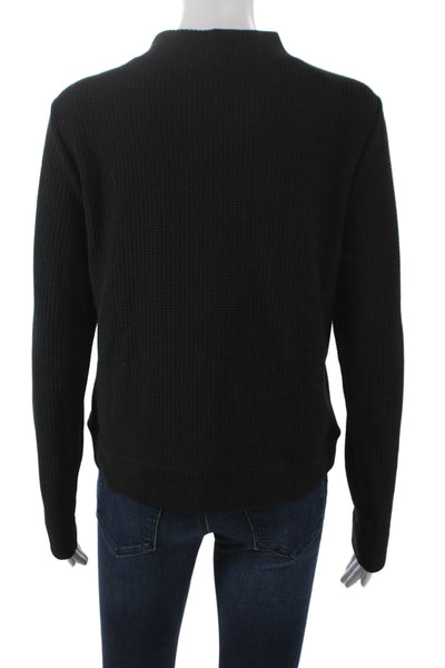 Lilla P Women Black Mock Neck Long Sleeve Basic Blouse Size S