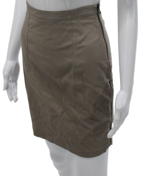 T Alexander Wang Women Brown Straight Pencil Mini Skirt Viscose Zip Size S