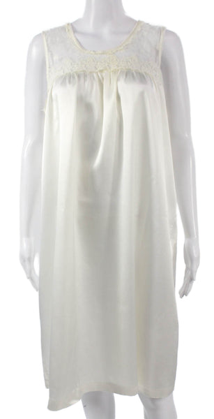 Oscar de la Renta Women Chemise Sleepshirt White Sleeveless Size XS