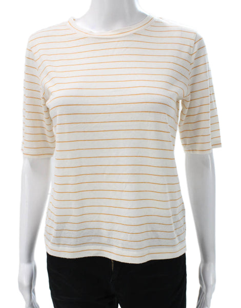 Vince Womens Basic Striped Crew Neck Cotton Blend Short Sleeve T-Shirt Size S