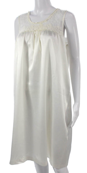 Oscar de la Renta Women Chemise Sleepshirt White Sleeveless Size XS