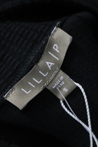 Lilla P Women Black Mock Neck Long Sleeve Basic Blouse Size S