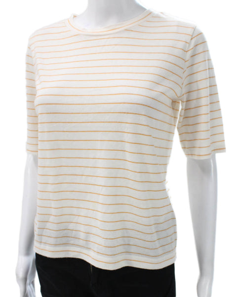 Vince Womens Basic Striped Crew Neck Cotton Blend Short Sleeve T-Shirt Size S