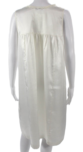 Oscar de la Renta Women Chemise Sleepshirt White Sleeveless Size XS