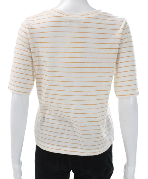 Vince Womens Basic Striped Crew Neck Cotton Blend Short Sleeve T-Shirt Size S