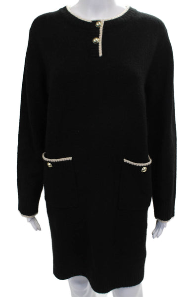 Urban Revivo Women Sweater Dress Black Long Sleeve Knee Length Size 4