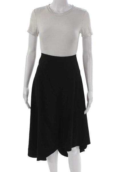 Elliott Lauren Womens Black Striped Wrap Midi Skirt Polyester Size 8