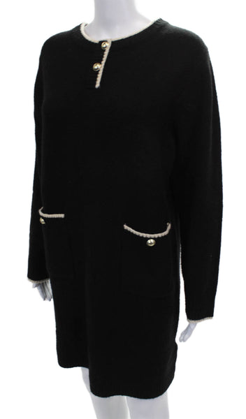 Urban Revivo Women Sweater Dress Black Long Sleeve Knee Length Size 4