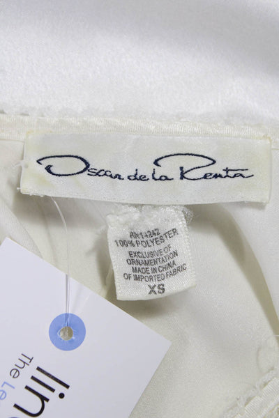Oscar de la Renta Women Chemise Sleepshirt White Sleeveless Size XS