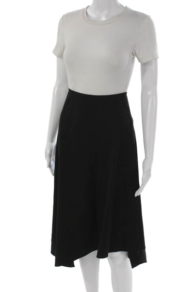 Elliott Lauren Womens Black Striped Wrap Midi Skirt Polyester Size 8