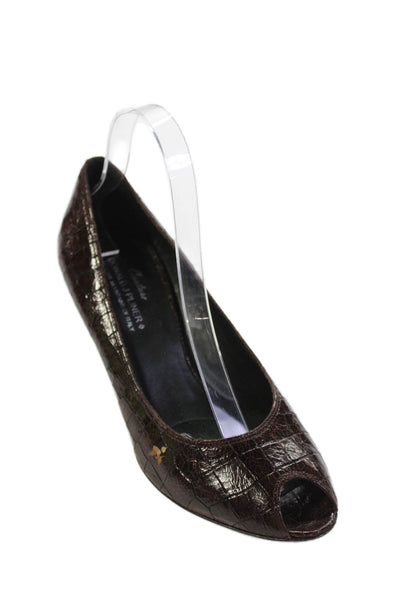Donald J Pliner Womens Leather Open Toe Heels Brown Size 7.5