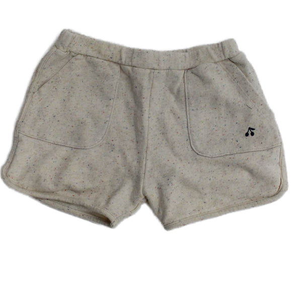 Bonpoint Girls Elastic Waistband Logo Knit Speckled Shorts Beige Size 14