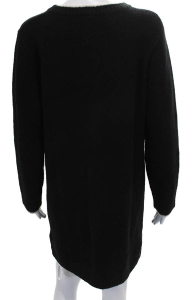 Urban Revivo Women Sweater Dress Black Long Sleeve Knee Length Size 4