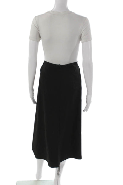 Elliott Lauren Womens Black Striped Wrap Midi Skirt Polyester Size 8