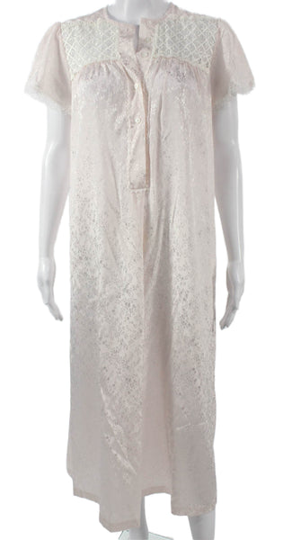 Oscar de la Renta Women Dress Pink Floral Short Sleeve Henley Midi Size PP