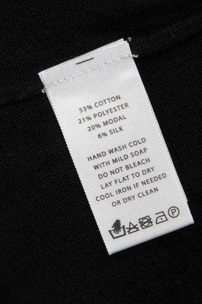 Lilla P Women Pullover Sweater Cotton V Neck Long Sleeve Black Size L