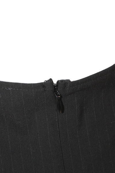 Elliott Lauren Womens Black Striped Wrap Midi Skirt Polyester Size 8