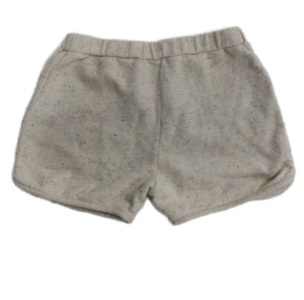 Bonpoint Girls Elastic Waistband Logo Knit Speckled Shorts Beige Size 14