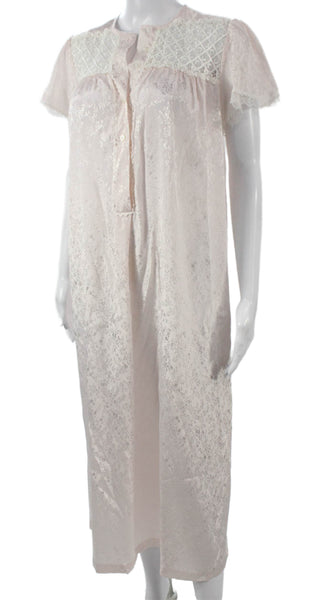 Oscar de la Renta Women Dress Pink Floral Short Sleeve Henley Midi Size PP