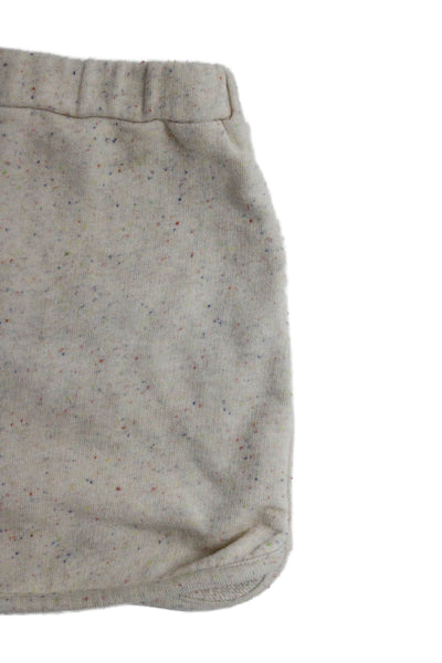 Bonpoint Girls Elastic Waistband Logo Knit Speckled Shorts Beige Size 14