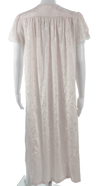 Oscar de la Renta Women Dress Pink Floral Short Sleeve Henley Midi Size PP