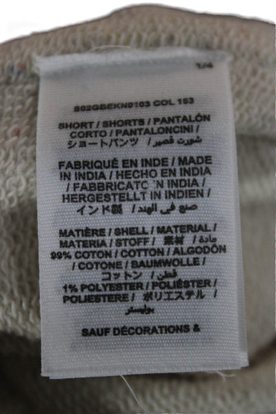 Bonpoint Girls Elastic Waistband Logo Knit Speckled Shorts Beige Size 14