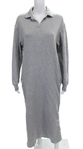 Z Supply Women Tee Dress Gray Cotton Long Sleeve Collared Full-Length Size XS