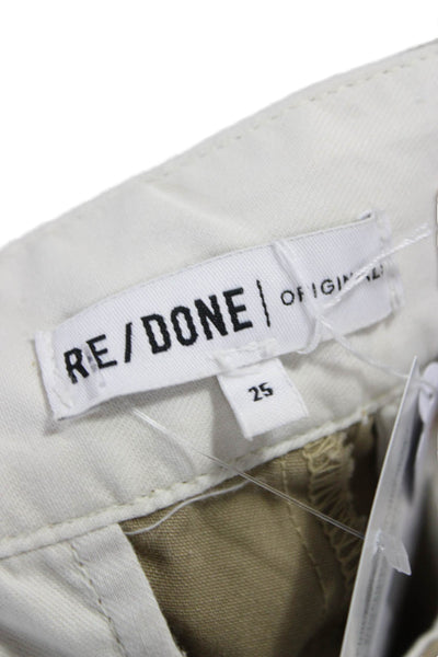 Re/Done Women Khakis Beige Polyester Zip Fly Size 25
