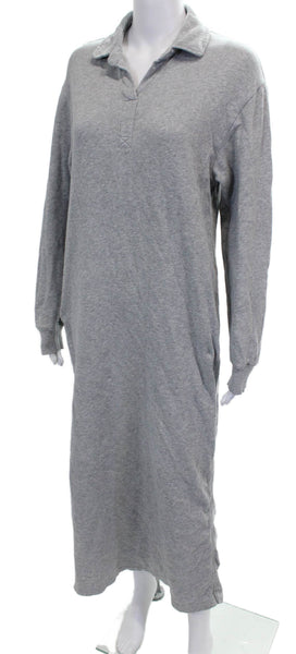 Z Supply Women Tee Dress Gray Cotton Long Sleeve Collared Full-Length Size XS