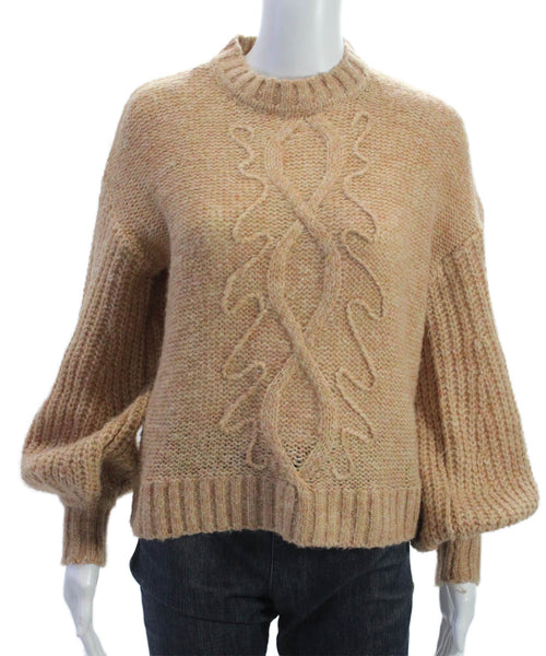 Toccin Women Beige Mock Neck Pullover Sweater Long Sleeve Polyester Size XS
