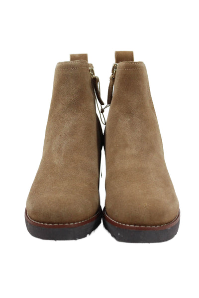 Sanctuary Womens Leather Round Toe Wedge Boots Brown Size 5.5M