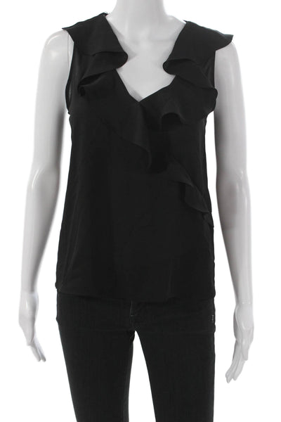 Zara Women Basic V-Neck Sleeveless Black Polyester Blouse Size XS