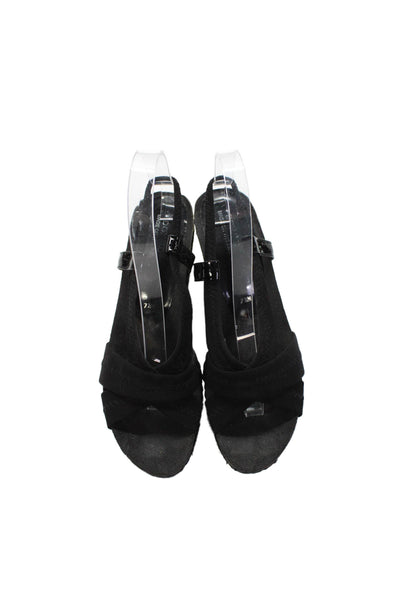 Donald J Pliner Womens Woven Heel Detail Wedges Black Size 7.5