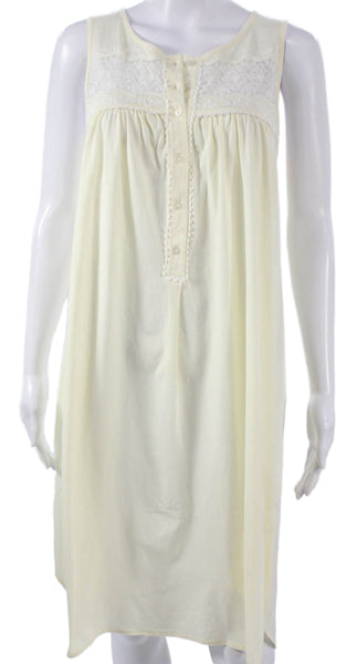 Oscar de la Renta Women Yellow Cotton Sleeveless Round Neck Midi Dress Size S
