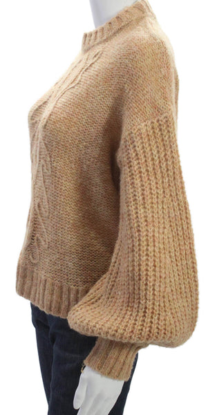 Toccin Women Beige Mock Neck Pullover Sweater Long Sleeve Polyester Size XS
