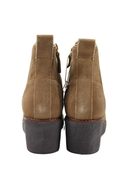 Sanctuary Womens Leather Round Toe Wedge Boots Brown Size 5.5M