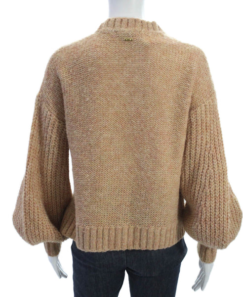 Toccin Women Beige Mock Neck Pullover Sweater Long Sleeve Polyester Size XS