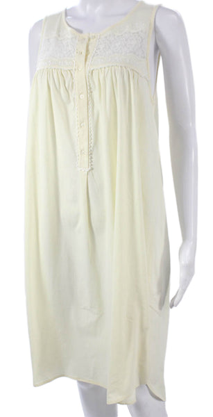 Oscar de la Renta Women Yellow Cotton Sleeveless Round Neck Midi Dress Size S