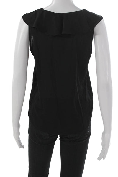 Zara Women Basic V-Neck Sleeveless Black Polyester Blouse Size XS