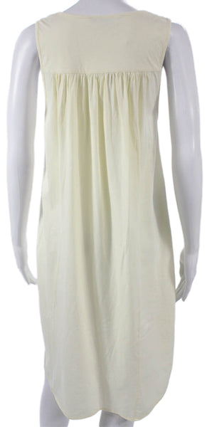 Oscar de la Renta Women Yellow Cotton Sleeveless Round Neck Midi Dress Size S