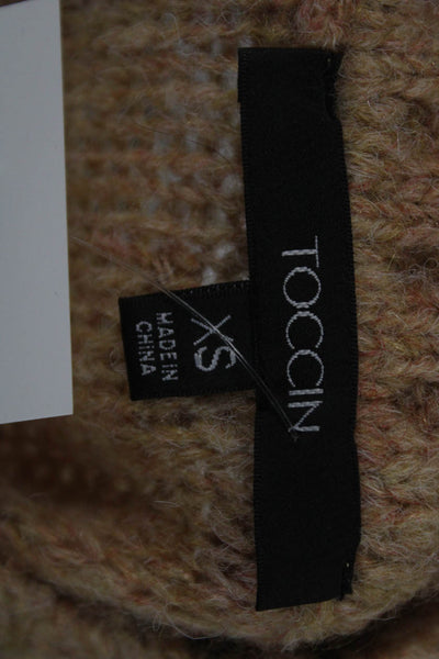 Toccin Women Beige Mock Neck Pullover Sweater Long Sleeve Polyester Size XS
