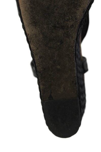 Donald J Pliner Womens Woven Heel Detail Wedges Black Size 7.5
