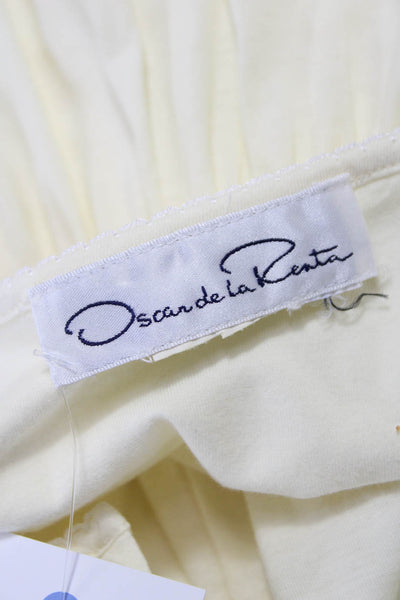 Oscar de la Renta Women Yellow Cotton Sleeveless Round Neck Midi Dress Size S