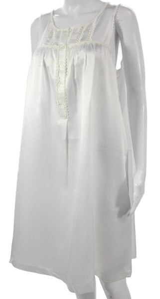 Oscar de la Renta Women White Sleeveless Square Neck Midi Dress Button Size S