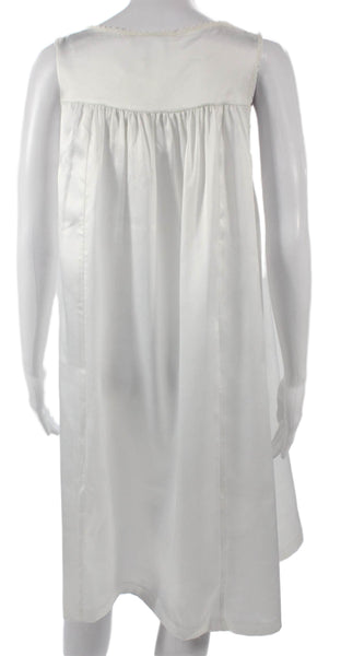 Oscar de la Renta Women White Sleeveless Square Neck Midi Dress Button Size S