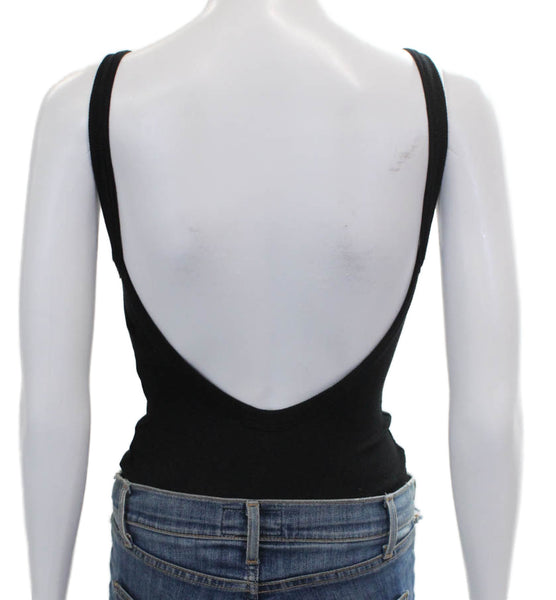 Cotton Citizen Womens Black Sleeveless Scoop Neck One Piece Bodysuit Size XS