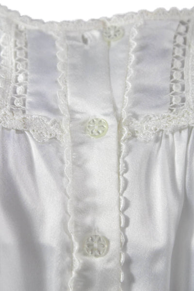 Oscar de la Renta Women White Sleeveless Square Neck Midi Dress Button Size S