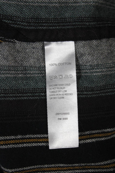 Todd Snyder Mens Cotton Striped Collar Button Down Shirt Black Combo Size L
