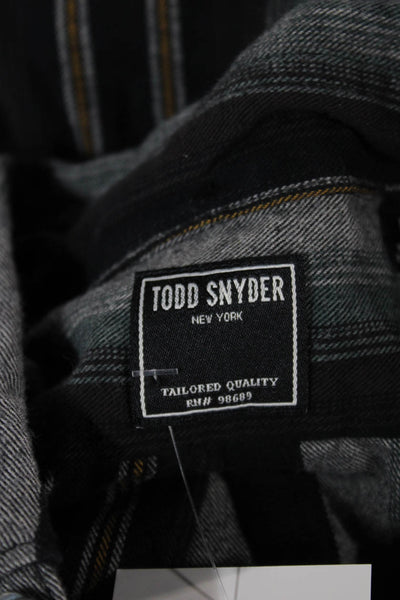 Todd Snyder Mens Cotton Striped Collar Button Down Shirt Black Combo Size L