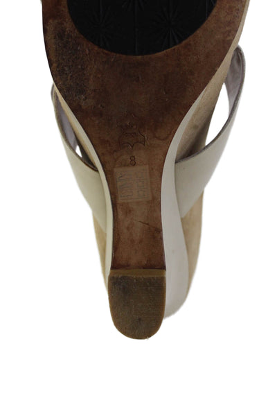 Taryn by Taryn Rose Womens Leather Braided Detail Wedges Beige Size 8